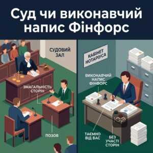 Різниця між судовим позовом та виконавчим написом Фінфорс