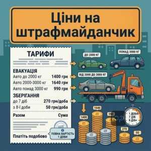 Тарифи на евакуацію та зберігання авто на штрафмайданчику