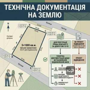 Розробка технічної документації на землю за Декретом 15-92 без проекту відведення