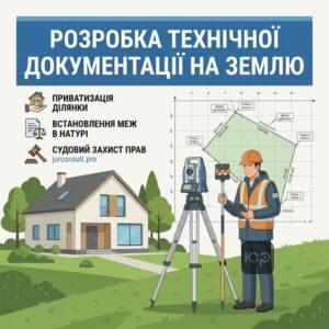 Розробка технічної документації на земельну ділянку в користуванні.