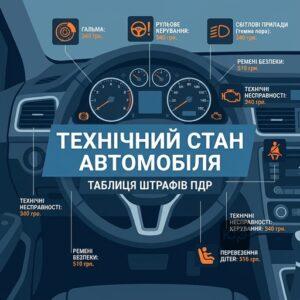 Таблиця штрафів ПДР за керування автомобілем з технічними несправностями