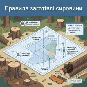 Технологічна карта та правила заготівлі пнів, кори і лубу