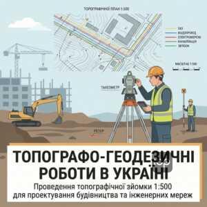 Проведення топографічної зйомки 1:500 для проектування будівництва та інженерних мереж.