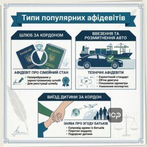 Різні типи афідевітів для шлюбу, митниці та виїзду дитини за кордон