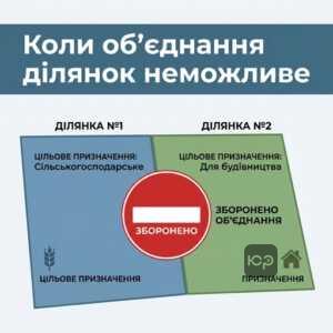 Умови для об'єднання земельних ділянок та обмеження через цільове призначення.