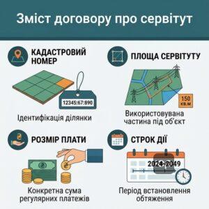 Перелік обов'язкових умов договору земельного сервітуту для об'єктів енергетики ЛЕП