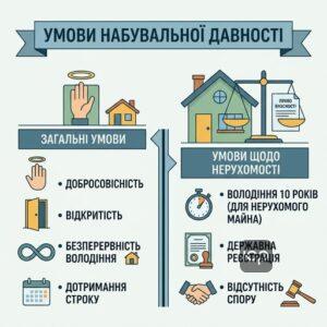 Умови набуття права власності за набувальною давністю в Україні
