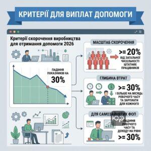 Критерії скорочення виробництва для отримання допомоги 2026