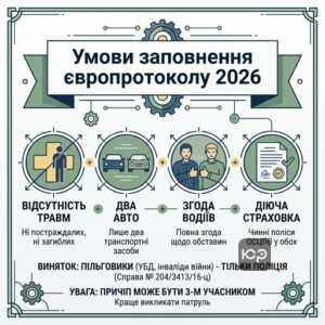 Умови заповнення європротоколу 2026 без поліції