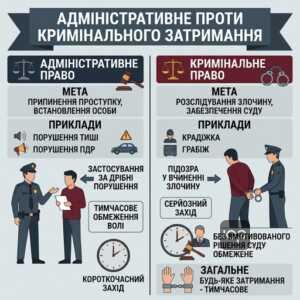 Права при затриманні поліцією та відмінності між адмін та кримінальним процесом