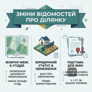 Перелік відомостей про земельну ділянку які підлягають зміні в ДЗК