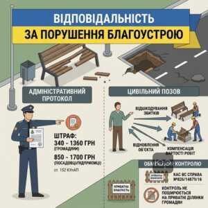 відповідальність за порушення благоустрою 2026 та відшкодування шкоди