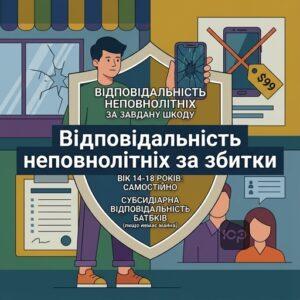 Відповідальність неповнолітніх за завдану шкоду та пошкодження чужого майна підлітком