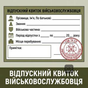 Відпускний квиток військовослужбовця з печаткою ТЦК оформлення відпустки зсу