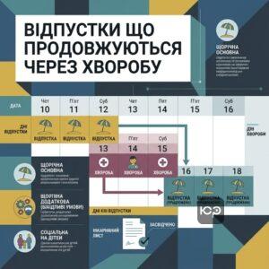 Перелік відпусток які можна продовжити через лікарняний під час відпустки