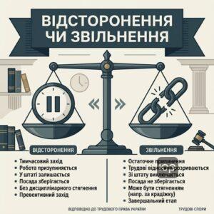 Відмінність відсторонення від звільнення за трудовим правом України
