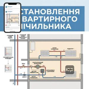 Схема встановлення квартирного лічильника тепла при горизонтальній розводці