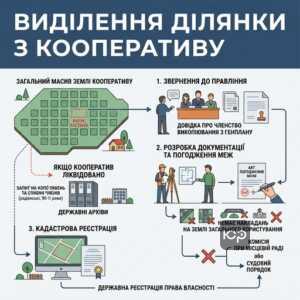 виділення земельної ділянки з кооперативу процедура та погодження межі