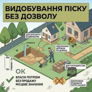 Правила видобування піску на власній ділянці без дозволу за статтею 23 Кодексу про надра