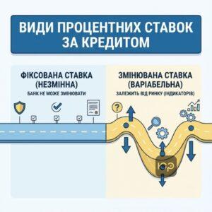 Фіксована та змінювана процентна ставка за кредитом у банку