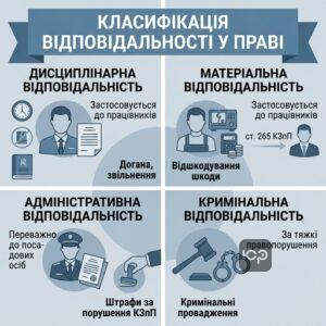 Класифікація видів відповідальності за порушення трудового законодавства за КЗпП