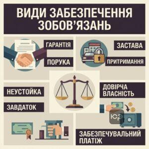 Перелік видів забезпечення виконання зобов'язань згідно з Цивільним кодексом України