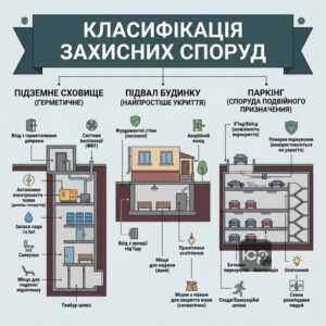 Види захисних споруд цивільного захисту сховища протирадіаційні укриття та споруди подвійного призначення