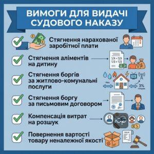 Вичерпний перелік вимог для видачі судового наказу згідно з ЦПК України