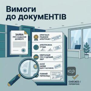 Перелік документів для подання заяви про надання дозволу на виконання рішення міжнародного арбітражу