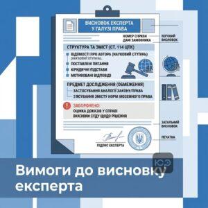 Вимоги до змісту та структури висновку експерта у галузі права за ЦПК