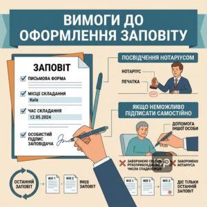 Основні вимоги до оформлення та посвідчення заповіту