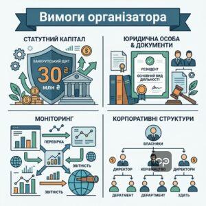 Вимоги до організатора азартних ігор включно зі статутним капіталом 30 млн