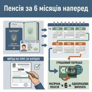 виплата пенсії за кордоном ПМП за шість місяців наперед