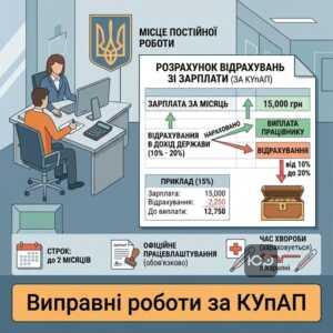 Виправні роботи та відрахування із заробітної плати в дохід держави