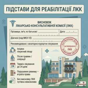 висновок ЛКК для санаторно-курортного лікування застрахованих осіб після травми