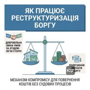 Схематичне зображення процесу реструктуризації кредиту в банку для полегшення виплат