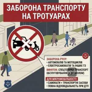 Заборона руху та паркування авто на тротуарах і доріжках