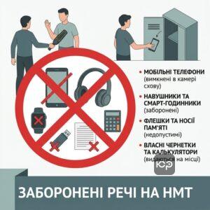 Заборонені предмети та пристрої під час складання НМТ