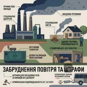 Забруднення повітря викидами та відповідальність за спалення листя