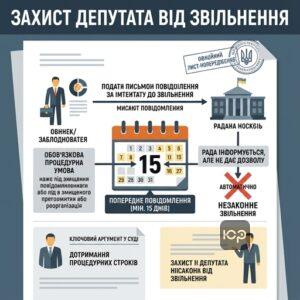 Захист депутата від звільнення та повідомлення місцевої ради за 15 днів