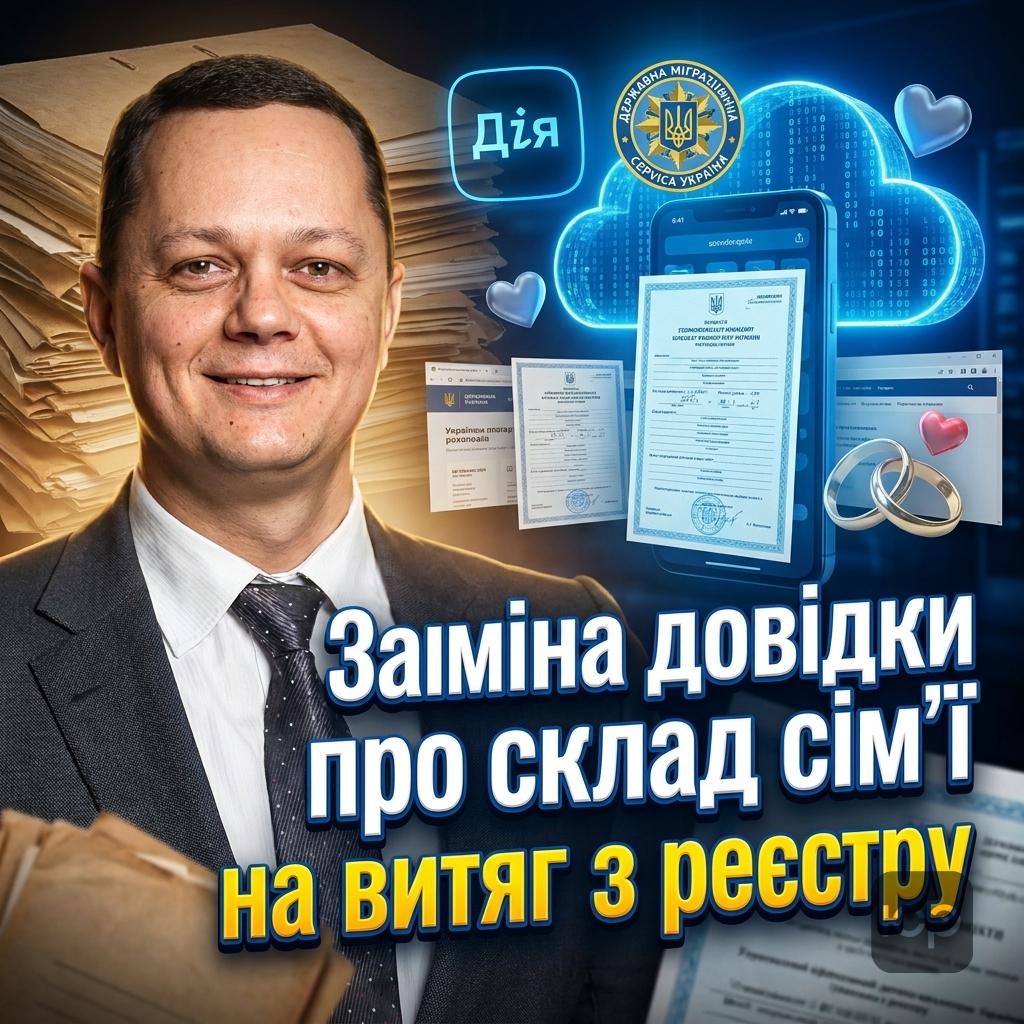 Довідка про склад сім’ї та її офіційна заміна витягом з реєстру