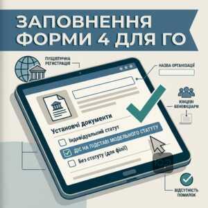 як зареєструвати ГО без статуту через заповнення форми 4 для державного реєстратора