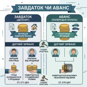 Порівняння завдатку та авансу при укладенні попереднього договору купівлі-продажу