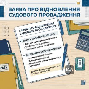 Правила складання заяви про відновлення втраченого судового провадження