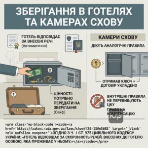 Відповідальність готелю за речі клієнтів за ЦКУ