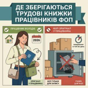 Місце зберігання трудової книжки працівника ФОП у 2026 році