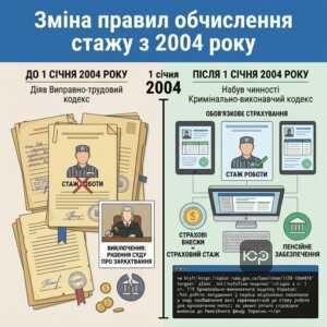 Вплив законодавчих змін 2004 року на стаж роботи засуджених та пенсійне забезпечення.