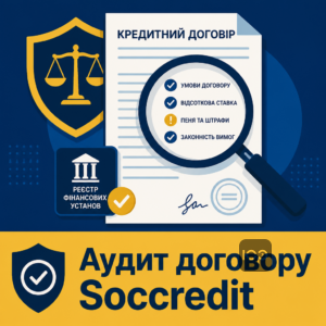 Кваліфікована юридична допомога Soccredit для проведення аудиту кредитного договору