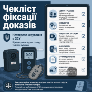 Нетверезе керування в ЗСУ і перелік що фіксувати під час огляду та після зупинки