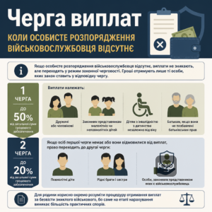 Черговість виплат коли особисте розпорядження військовослужбовця відсутнє